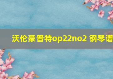 沃伦豪普特op22no2 钢琴谱